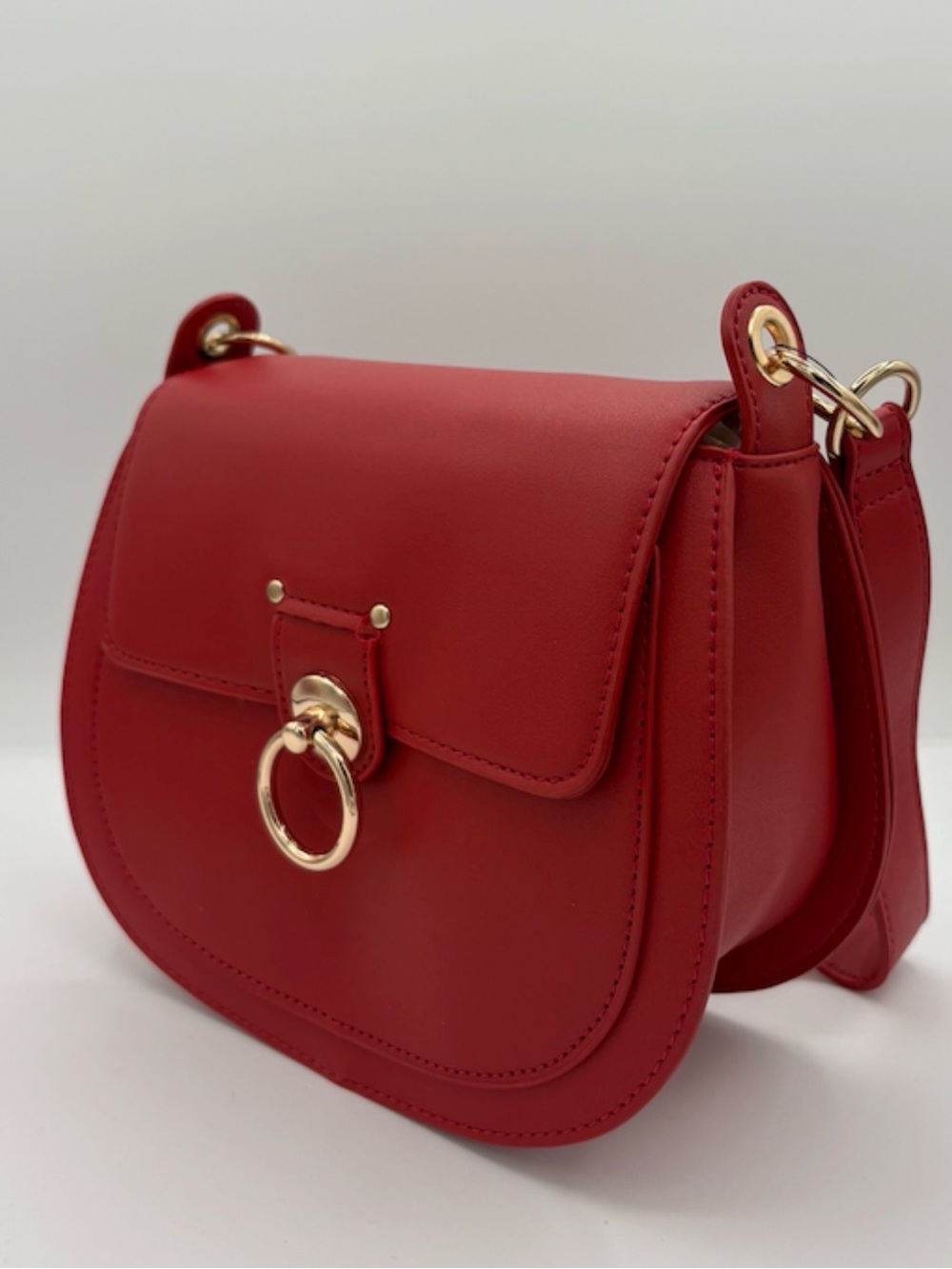 Bachelor Mishka Red Women's vegan  Leather Saddle Crossbody Bag